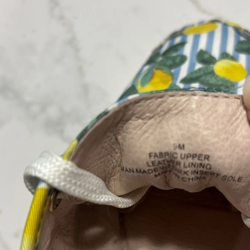 Gianni Bini Blue & White Striped Lemon-Print Espadrille Lace-Up Sneakers